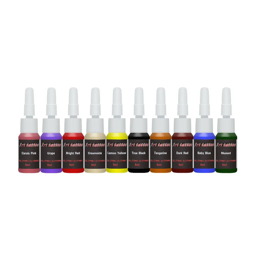 

High-Quality Tattoo Supplies 10 Color inks 5ml/bottle Complete Set Supply SL123