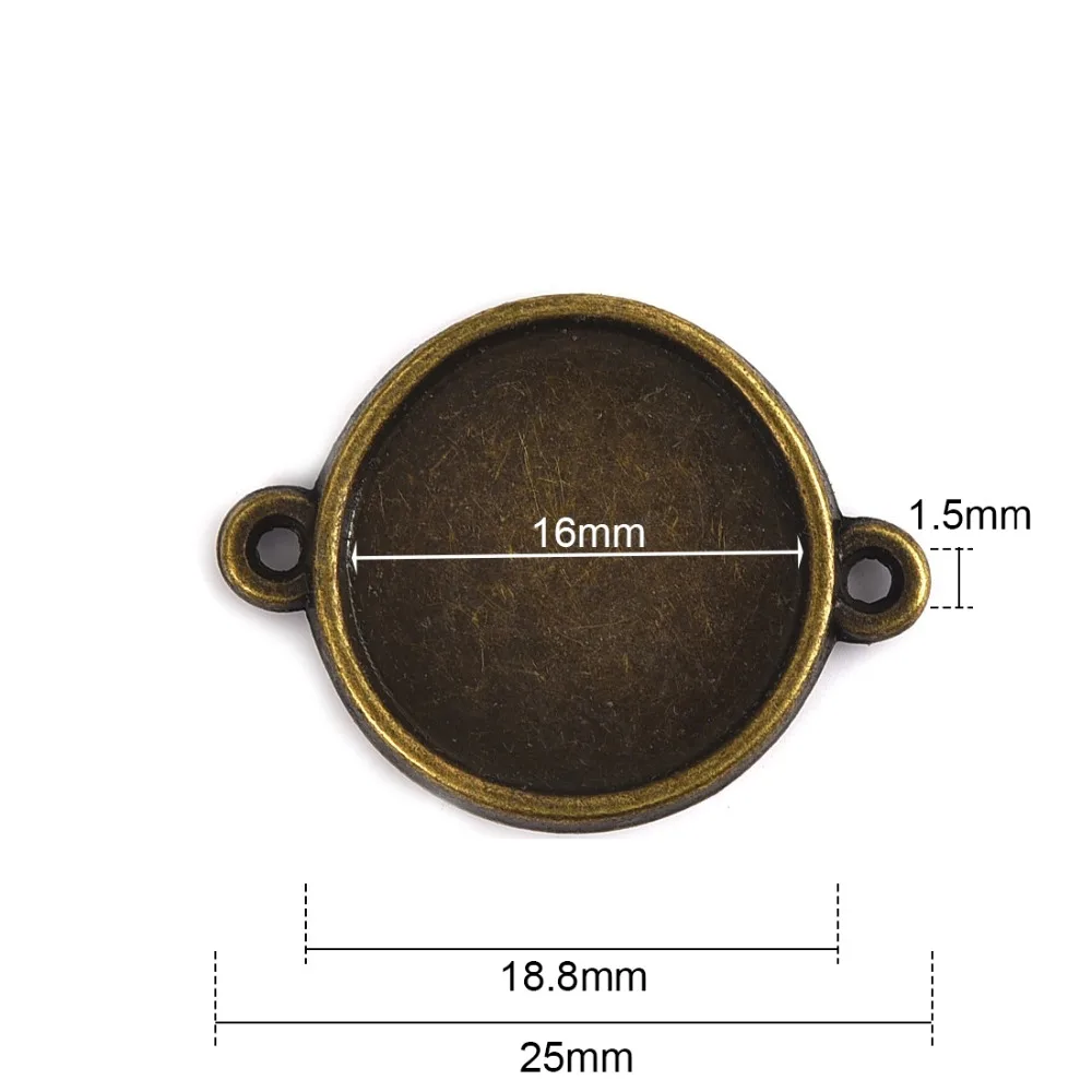 Double Sided Connector Cabochon Gem Setting 16mm Flat Round Blank Base (2)