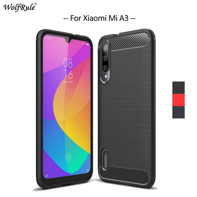 Для Xiaomi Mi A3 чехол для телефона бампер мягкий ТПУ углеродное волокно защитный