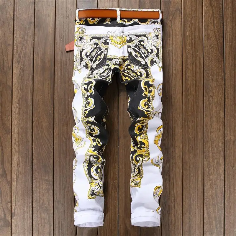 New men jeans high quality Color printing design classic slim fit fashion long jeans men European style #584 New men jeans high quality Color printing design classic slim fit fashion long jeans men European style #584