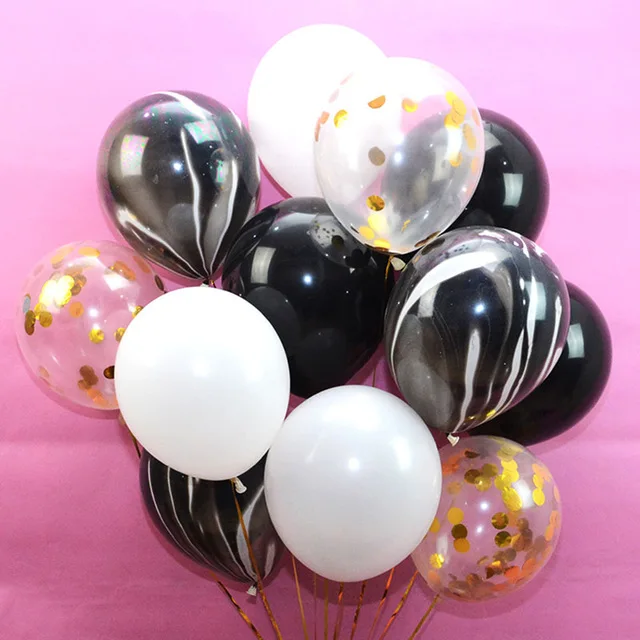 10 шт. 12 дюймов воздушный шар "Конфетти" Белый Черный латексный шар для праздников, вечеринок, свадеб, аксессуары для детских дней рождения - Цвет: style-1