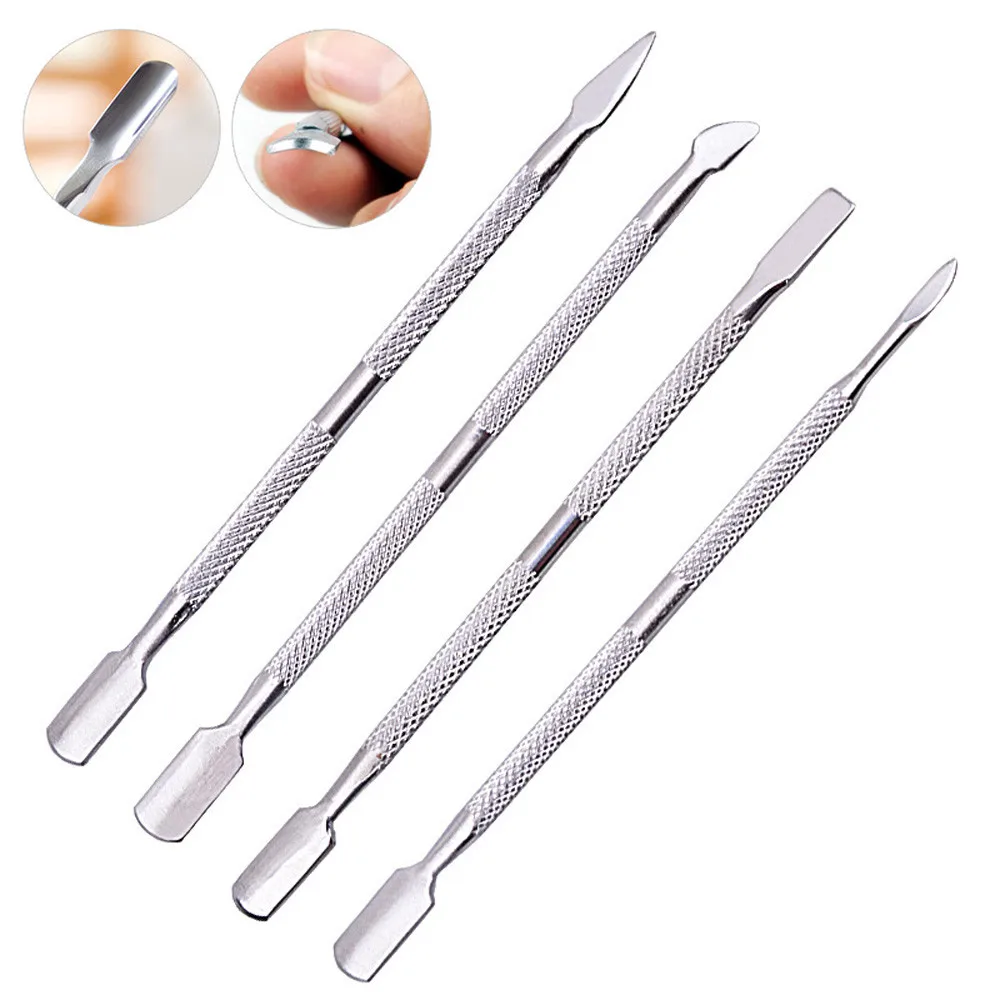 

4 PC/set nail file DIY Tools Stainless Steel Cuticle Nail Pusher Double Ended Nail Pusher Remover Manicure Pedicure Nail Cleaner