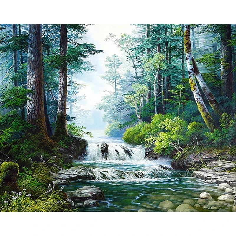 5D DIY Diamond Embroidery Landscape Full Round Daimond Painting Picture Of Rhinestone Mosaic Bead Stickers Home Decor