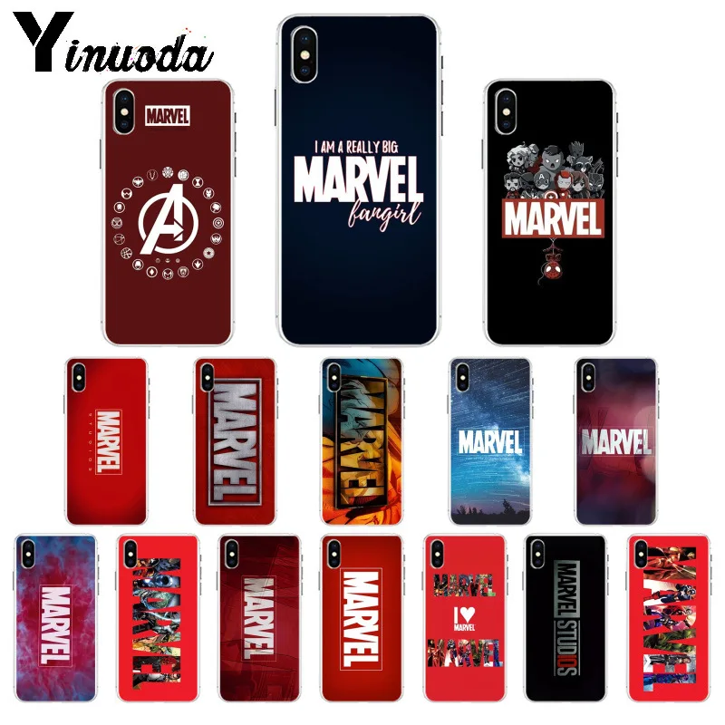 

Yinuoda MARVEL Logo TPU Soft High Quality Phone Case for Apple iPhone 8 7 6 6S Plus X XS MAX 5 5S SE XR Mobile Cases