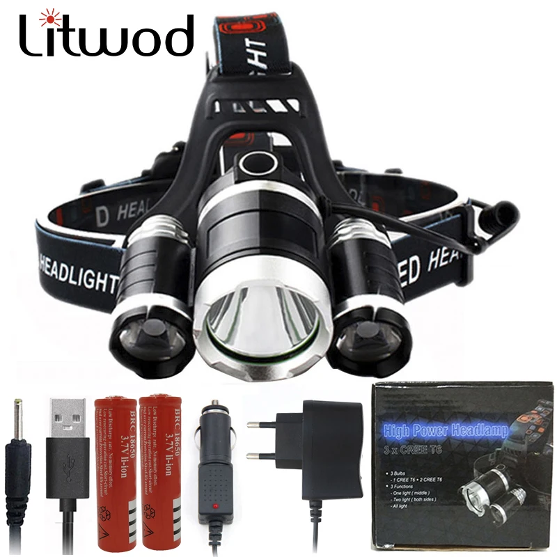 

Litwod Z20 9000 Lumen Chips XML T6 2R5 LED Head Lamp Flashlight Lanterna 4 Switch Model Led Headlamp For Riding