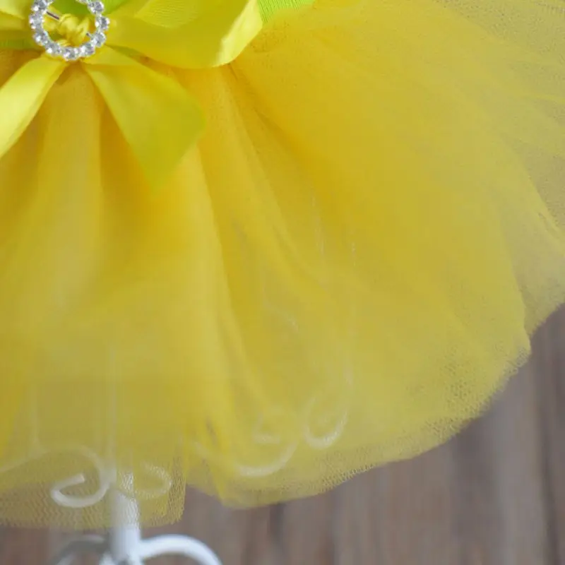 Лето домашнее животное одноцветное Сетчатое платье-пачка с бантом Платья кошка Одежда Щенок милое платье юбка размеры XS-L