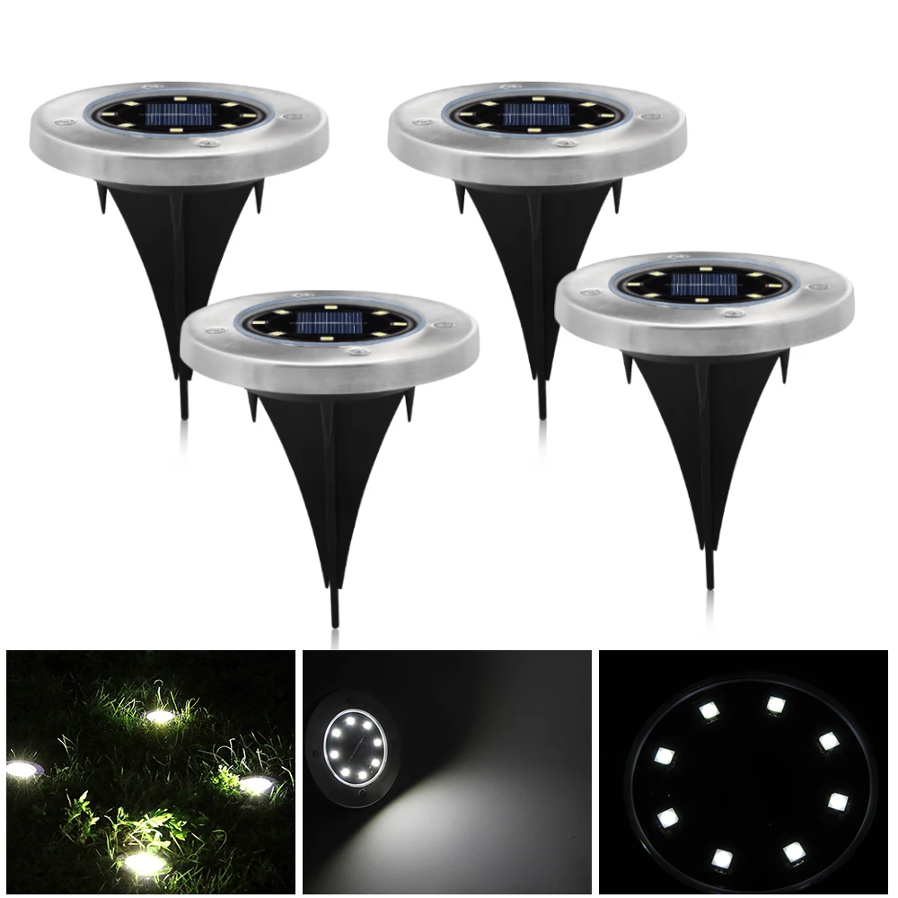 

Led Solar Light Outdoor Sensor Garden Pathway Deck Lawn Lamp Spot Solar Powered Buried Ground Lights Waterproof IP65 Warm White