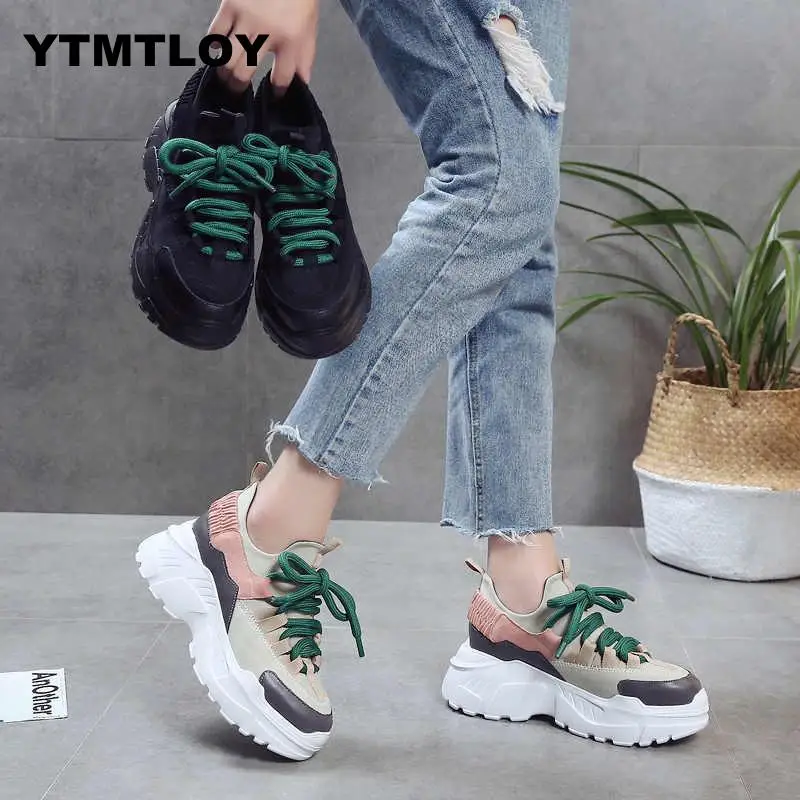 2019 الربيع الخريف النساء حذاء كاجوال مريحة منصة حذاء امرأة السيدات المدربين Chaussure فام تنيس Feminino 8 CM 2019 الربيع الخريف النساء حذاء كاجوال مريحة منصة حذاء امرأة السيدات المدربين Chaussure فام تنيس Feminino 8 CM