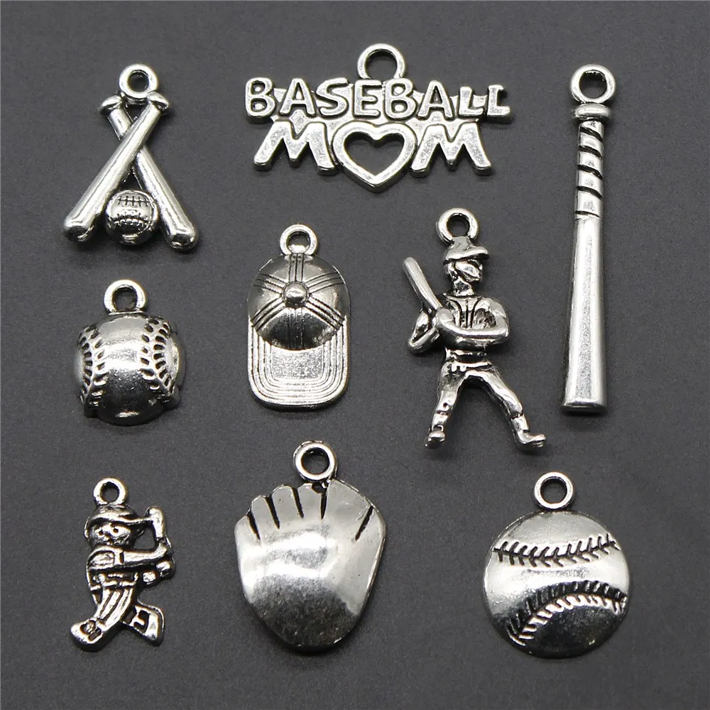 

10pcs Baseball Charm Baseball Hat Pendants Jewelry Making Baseball Charm Antique Silver Color Sport Jewelry Findings