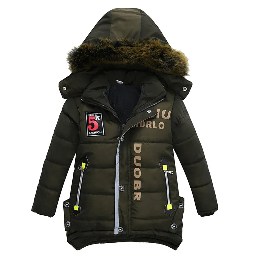 Пальто и верхняя одежда для мальчиков; детская зимняя куртка и пальто; куртка для мальчиков; теплая детская одежда с капюшоном; модная детская одежда с буквенным принтом - Цвет: 3