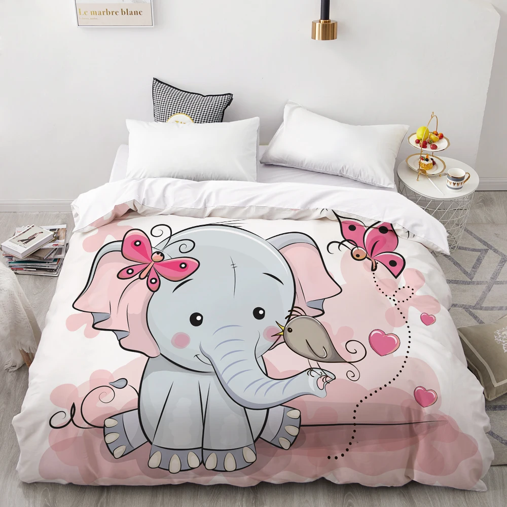 3D пользовательские пододеяльник, одеяло/одеяло, чехол queen/King, мультфильм постельные принадлежности 140x200 для детей/мальчиков/девочек, розовый слон