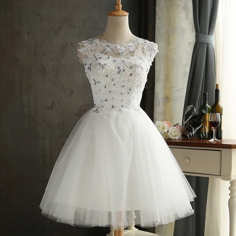 

Bealegantom White Short Prom Dresses 2018 Tulle Applique Homecoming Cocktail Party Special Occasion Gown Vestido Fiesta QA1527