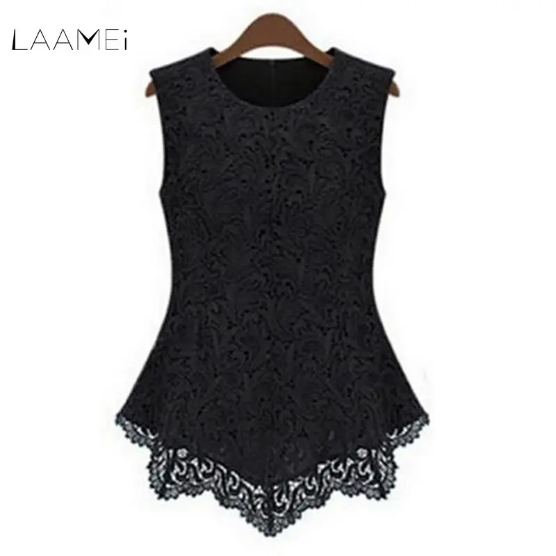 

Laamei Women Tank Tops Fitness Fashion Flower Embroidery Lace Blouses 2018 New Summer Sleeveless Tops Shirts Clothing For Women