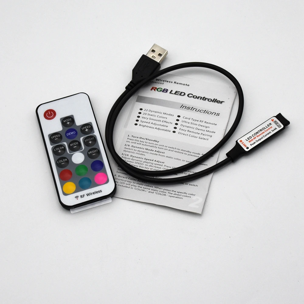 Usb Rgb Controller 5 24v 17key Rf Wireless Remote Control Mini Led Controller For Rgb 2835 3528 Usb Rgb Controller 5 24v 17key Rf Wireless Remote Control Mini Led Controller For Rgb 2835 3528
