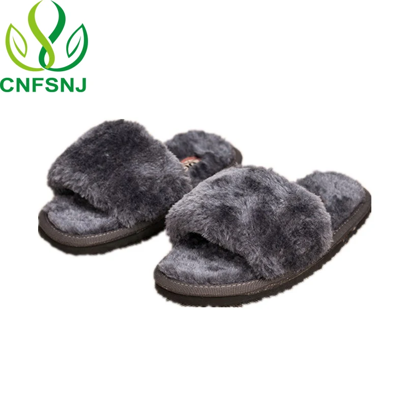 CNFSNJ/осенне-зимние модные детские тапочки, простые однотонные туфли с искусственным мехом для мальчиков и девочек, детские домашние тапочки