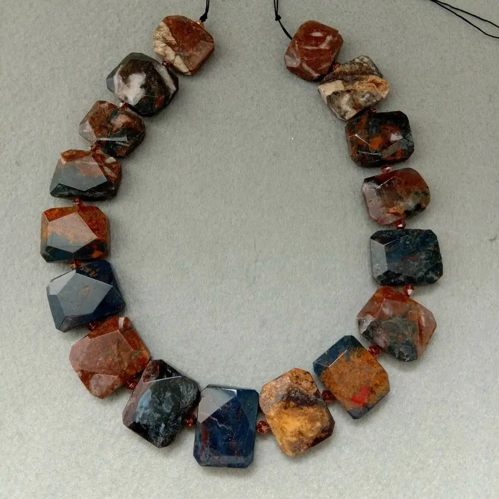 

8SE11244 Pietersite Slab Cushion Rectangular Slice Pendant Focal Beads15" Strand
