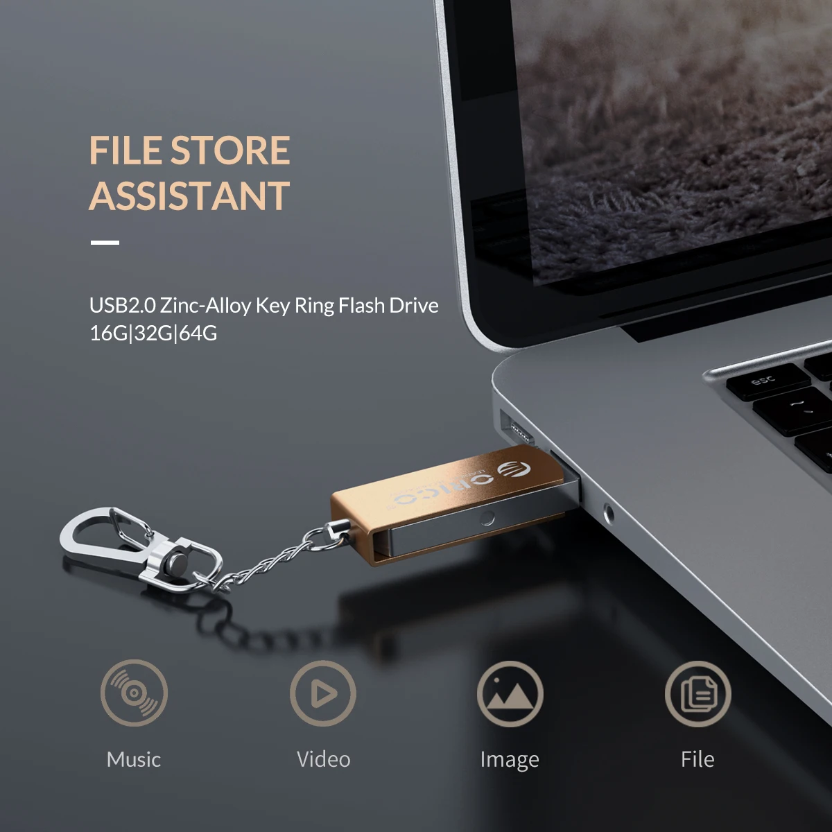 ORICO 64GB 32GB 16GB U disk USB Flash Drive USB2.0 Pendrive with Key Ring Support For Mobile Phone Computer