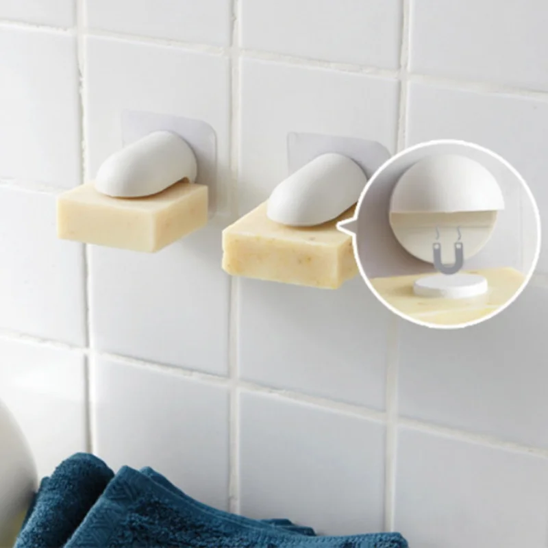 Magnet Soap Holder Wall Mounted Sticker Storage Rack Bathroom Organizer Accessory