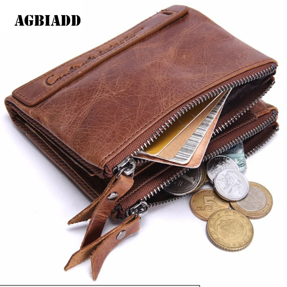 

Wallet Men Genuine Leather Men Wallets Credit Card Holder Purse Short Male Money Purses With Coin Bag Zipper Design 119-50