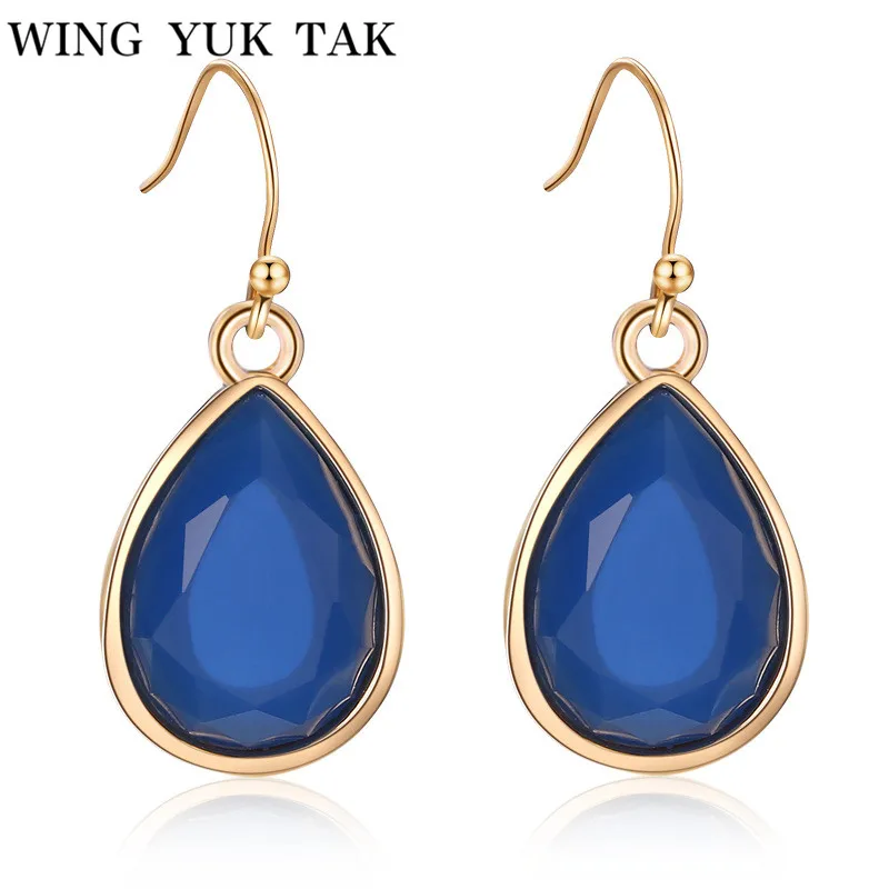 

Wing Yuk Tak Fashion Simple Blue Acrylic Water Drop Earrings Brincos For Women Hot Sale Statement Jewelry Gift