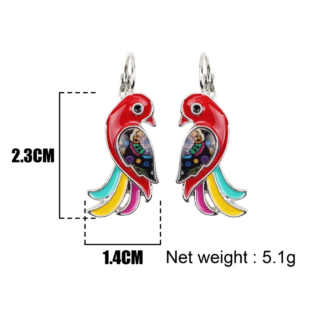 Bonsny Enamel Tropic Parrot Bird Earrings Stud Drop French Clip Alloy Fashion Jungle Animal Jewelry For Girls Women Ladies News