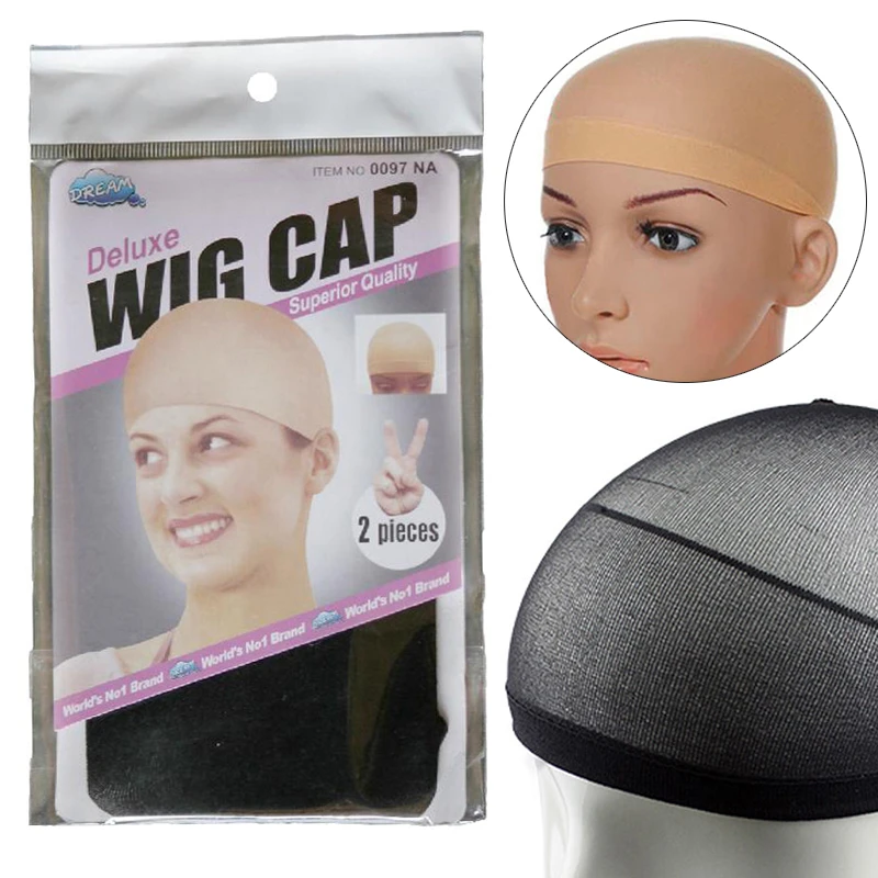 Mayitr 2pcs Unisex Stretchable Elastic Stocking Wig Cap 2 Colors Professional Mesh Hair Wig Net For Hairnet