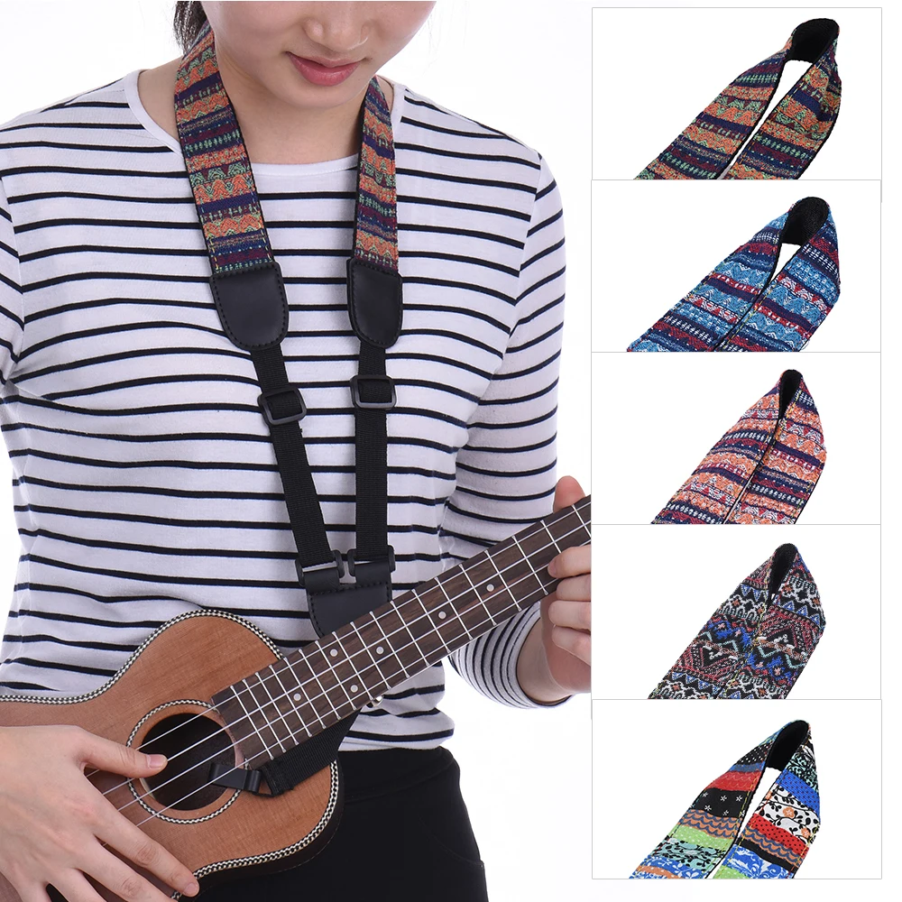 Clip On Ukulele Strap Adjustable Ukelele Strap Neck Sling Soft Cotton