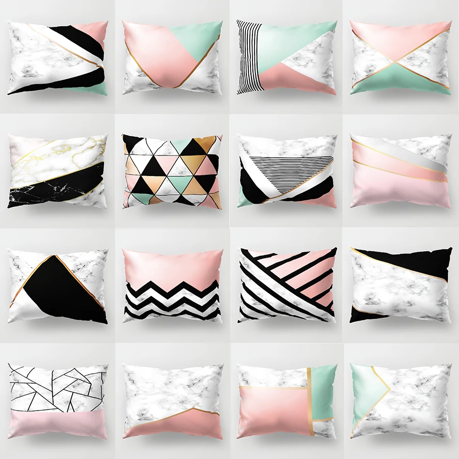 

Pink Marble Geometry Nordic Polyester Cushion Cover Decorations for Home Sofa Car Printed Decorative Pillow Cases Home Decor
