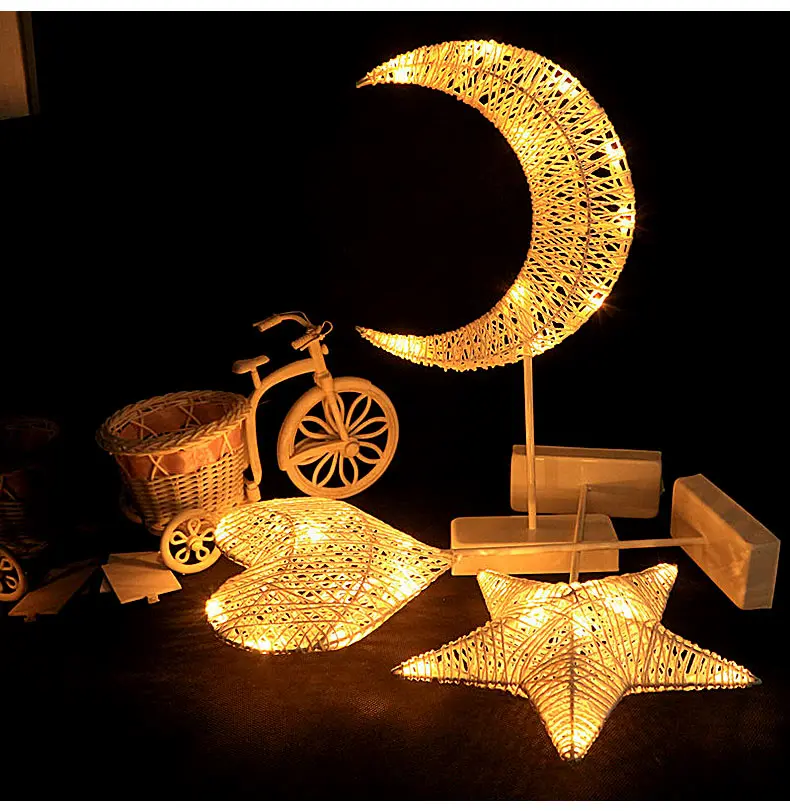 Night Table Lamp Hand-Crafted 40 cm LED Night Light Star Heart Love Shaped Lamp Battery Powered Girls Room Decorative New Year (19)