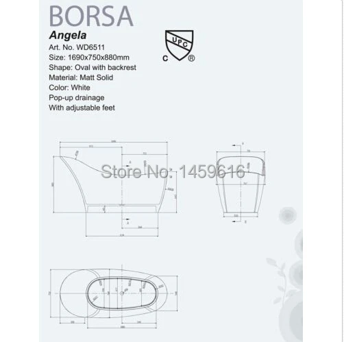 1690X740X880 мм BORSA камень твердая поверхность ванны искусственный каменная ванна 1010