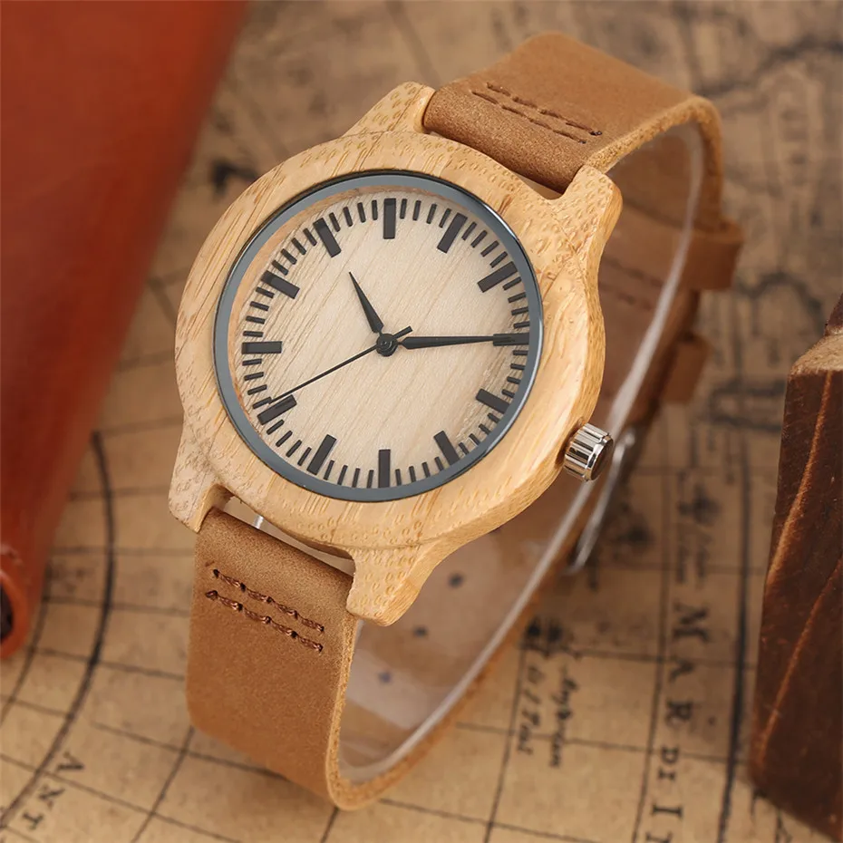 YISUYA Bamboo Watch Women Creative Nature Wood Ladies Watches Gift Simple Genuine Leather Band Wristwatch 2017 New Arrival  (1)