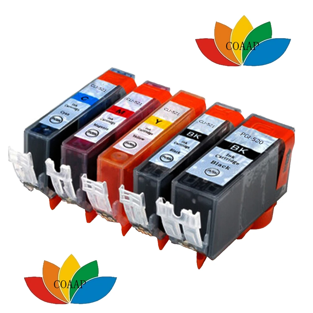 

5 Compatible Canon Cartridges PGI-520 CLI-521 XL COLOR PIXMA IP4700 MP540 MP550 MP640