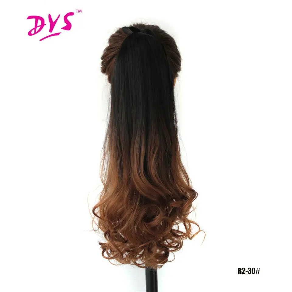Deyngs Ombre 24 дюймов длинный шнурок конский хвост наращивание волос натуральная волна синтетический женский пони хвост шиньон зажим для волос - Цвет: 4/30HL