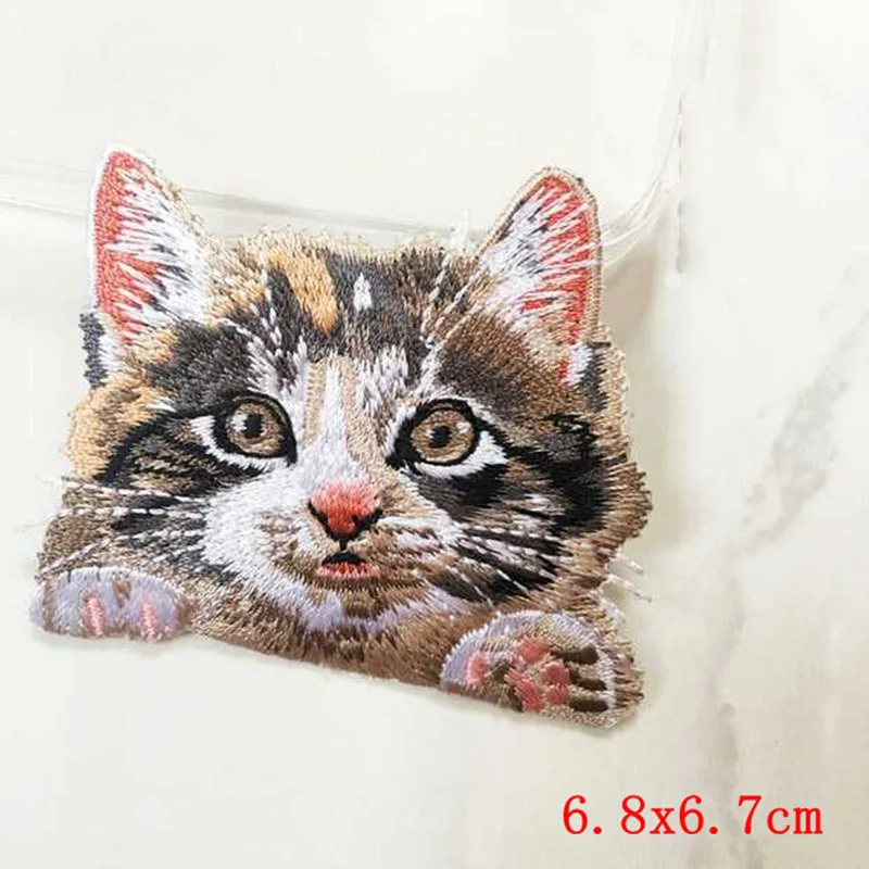 Prajna карманная нашивка с котом, Высококачественная Реалистичная 3D вышивка, нашивки для одежды, тканевые наклейки, железная аппликация с милым котом для джинсов