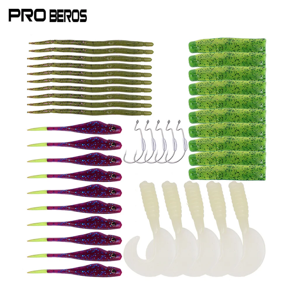 PRO BEROS 40pcs/set Handmade Soft Lure Fishing Bait Worm Fishing Lure