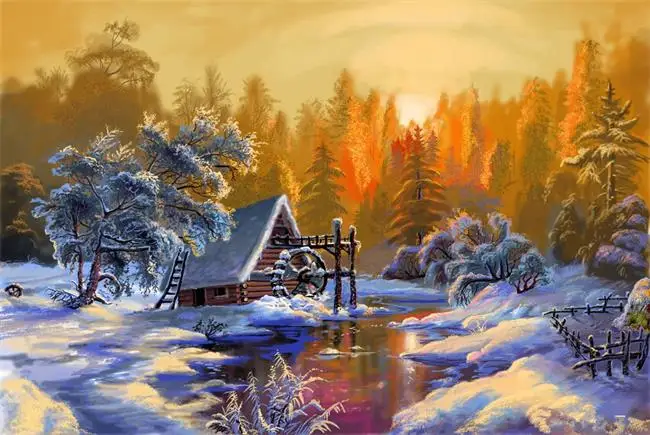 CHUNXIA в рамке DIY картина по номерам Снежный пейзаж Акриловая картина современного искусства домашний декор для гостиной 40x50 см - Цвет: Y5288