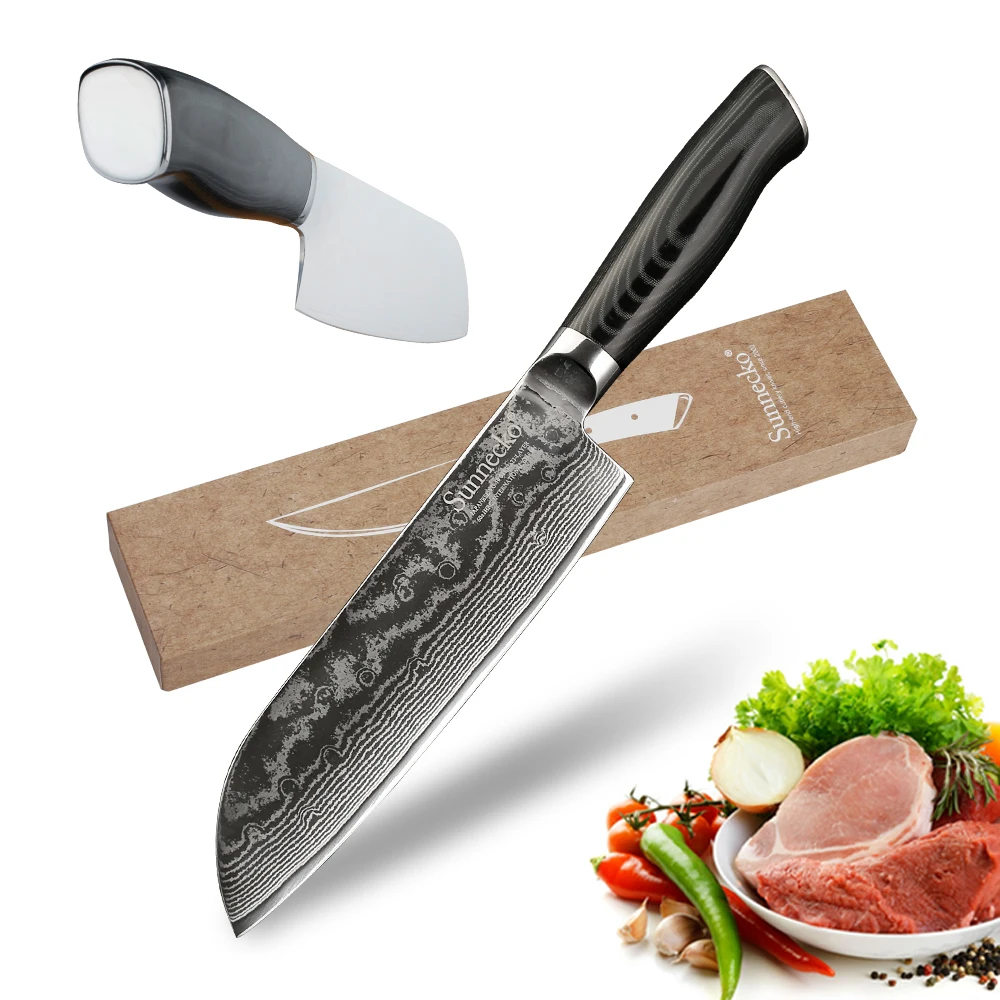SUNNECKO " дюймов Кухонные ножи santoku японский Дамаск VG10 сталь острым лезвием рукоять из микарты Утилита шеф-повара нож резак инструменты