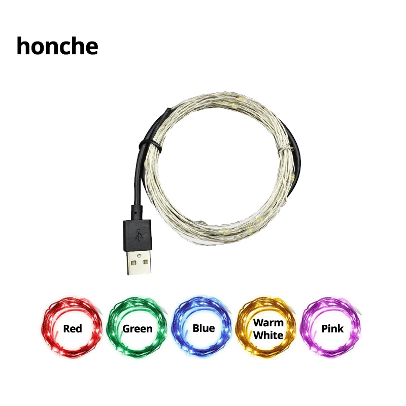 Светодиодная гирсветильник 2/5/10 м с питанием от USB медный провод занавеска для