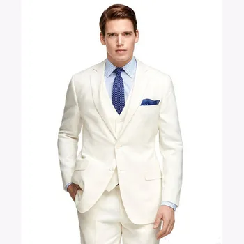

Ivory Notch Lapel groom men suit 3 Pieces (Jacket+Pant+Vest) new Fashion Mens Suits Formal Business Terno Custume Homme Marriage