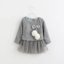 Платье для маленьких девочек Новинка года, осенне-зимнее платье принцессы с длинными рукавами Детская одежда Детские платья с бантом для детей от 6 до 24 месяцев