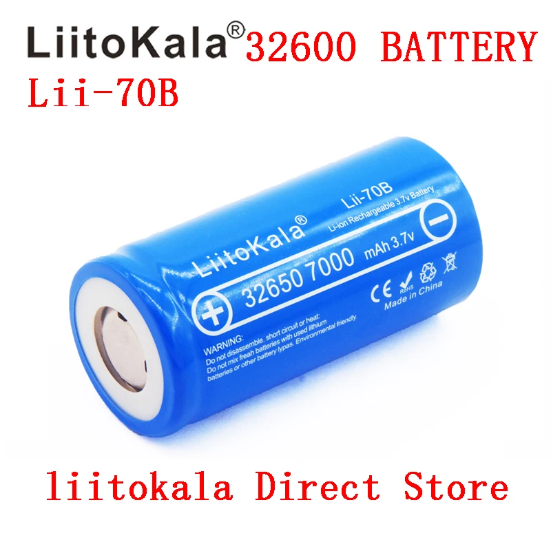 

Liitokala 100% original lii-70B 7000mAh rechargeable lithium battery 32650 INR32650 20A flashlight / microphone battery