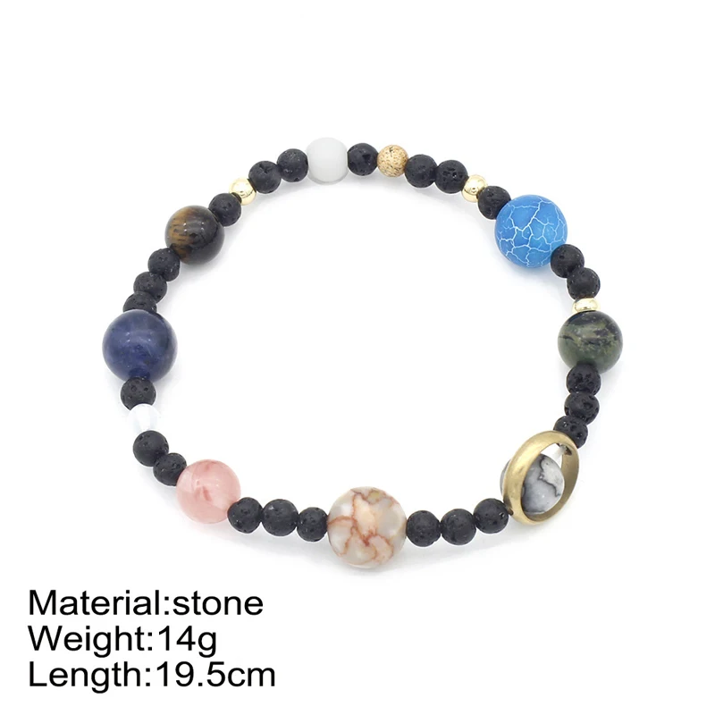 NIUYITID Solar System Bracelet 9 Planets Universe Stars Women Men Handmad Natural Stones Beaded Stretch Bracelets Jewelry (3)