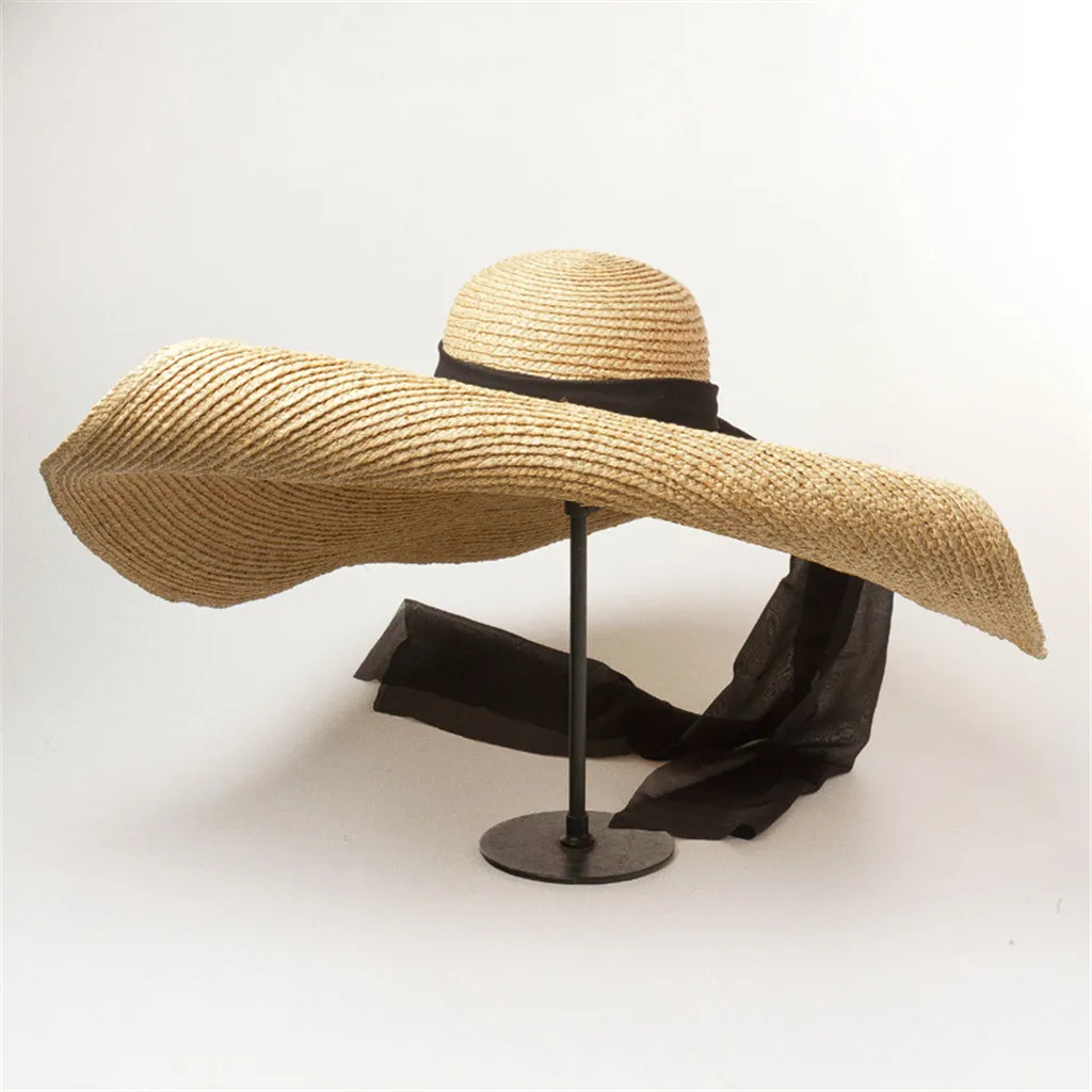 Летняя женская соломенная шляпа большой широкий пляжный навес шляпа Солнцезащитная шляпа ретро Защита от солнца УФ-излучения Панама шляпа соломенная шляпа с вышитыми буквами feminino