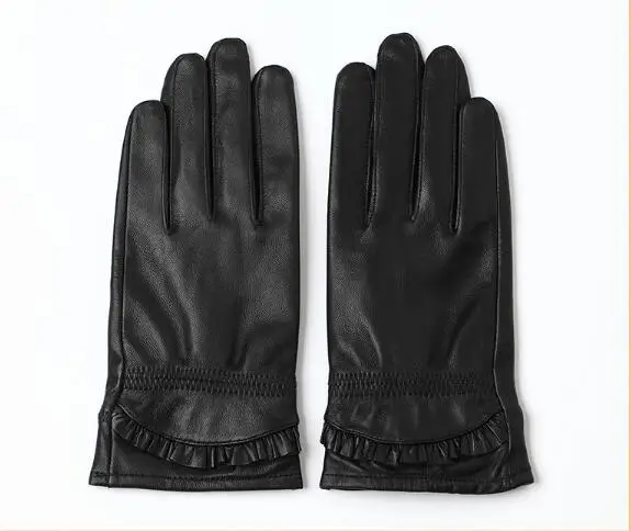 Кожа в складку на манжете Новая мода Бесплатная доставка из натуральной кожи перчатки брендовые кожаные перчатки ksr309