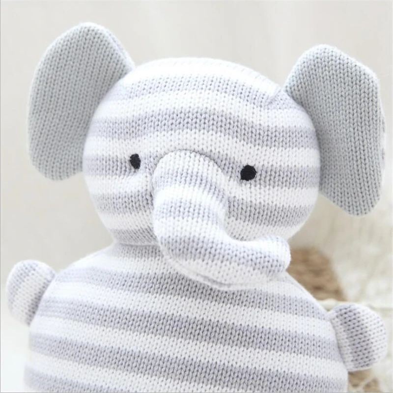 Nordic Style Animals Elephant Rabbit Bear Dog Unicorn Baby Calm Sleep Doll Built-in Bell Cushion Pillow Kids Bed Decor Toy Gifts