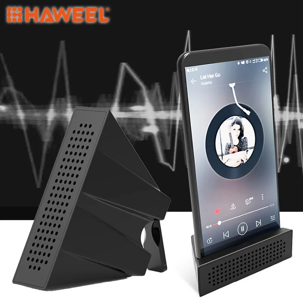 

HAWEEL Phone Holder Stand 2 in 1 Sound Amplifier Dock Speaker ABS For iPhone iPad, Samsung and other Smartphones