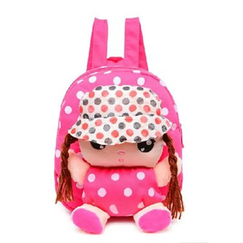 Cute dot small girls plush doll backpack Long braids little girls