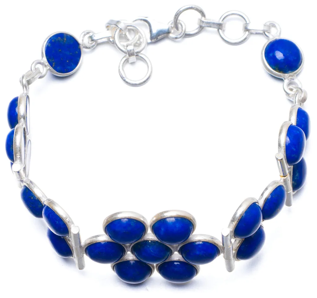 

Natural Lapis Lazuli Handmade Unique 925 Sterling Silver Bracelet 7 1/4-8" Y0893