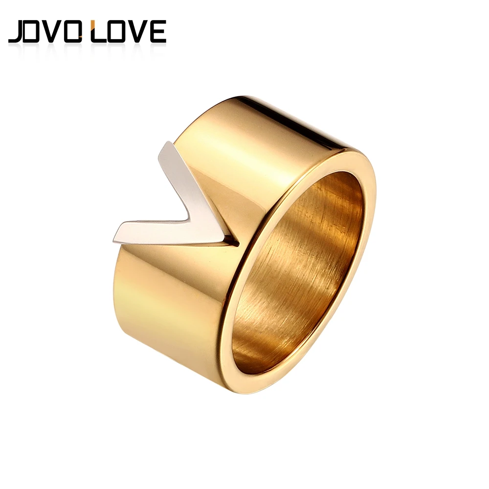 Женские кольца из нержавеющей стали JOVO модные полированного золота с v образным