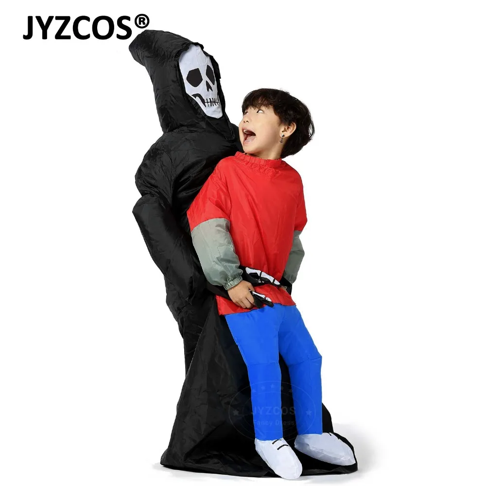 JYZCOS Unisex Adults Kids Inflatable Demon Costume Halloween Cosplay Devil Costumes Skull